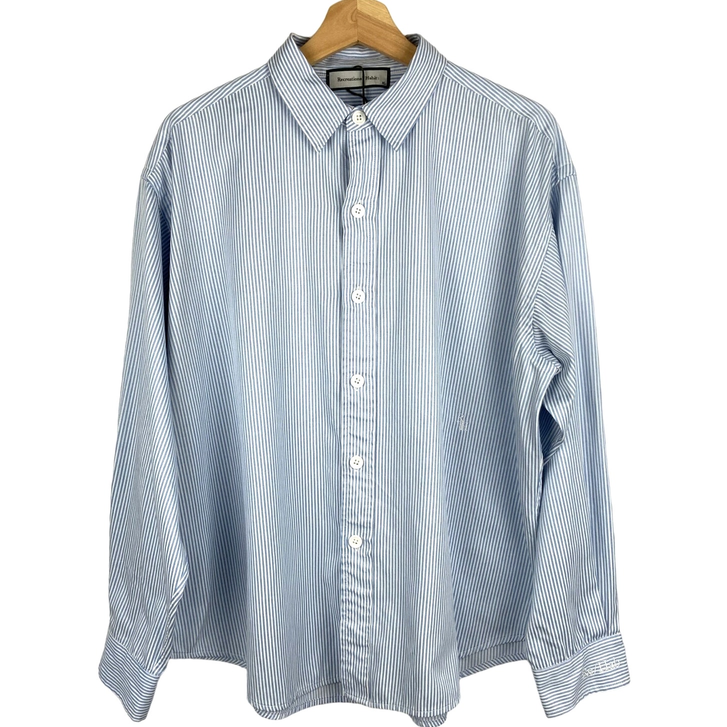 Recreational Habits Martha Shirt Oversize Blue Stripe Women's Size Xl Nwt — image 2 of 7